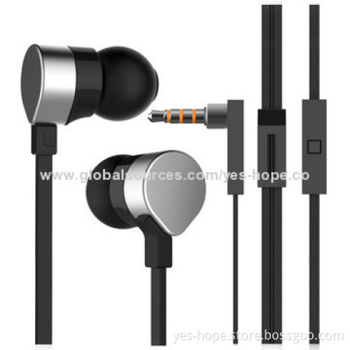 New stereo metal earphone with flat cable
